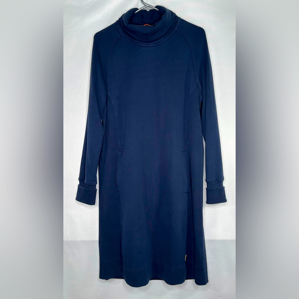 Merrell‎ Navy Sweatshirt Dress Cowl Neck Pockets Ribbed Sides Athleisure Sz M